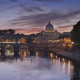 saint peter's basilica in rome tiber river italy in evening light